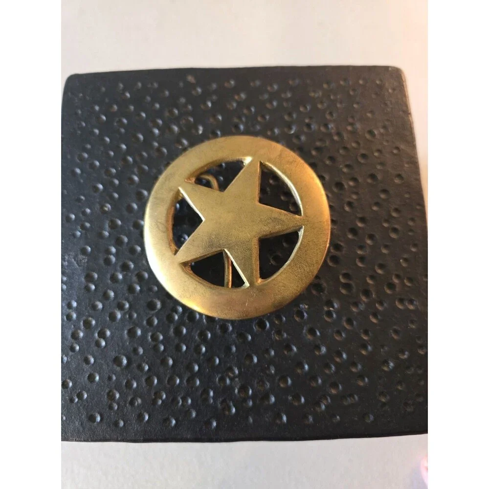 Vintage Solid Brass 5 Star Western Americana Belt Buckle ⭐️